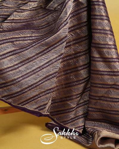 PURPLE BANARSI TISSUE SAREE WITH BLOUSE