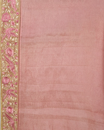 BLUSH PINK CRUSHED TISSUE SAREE