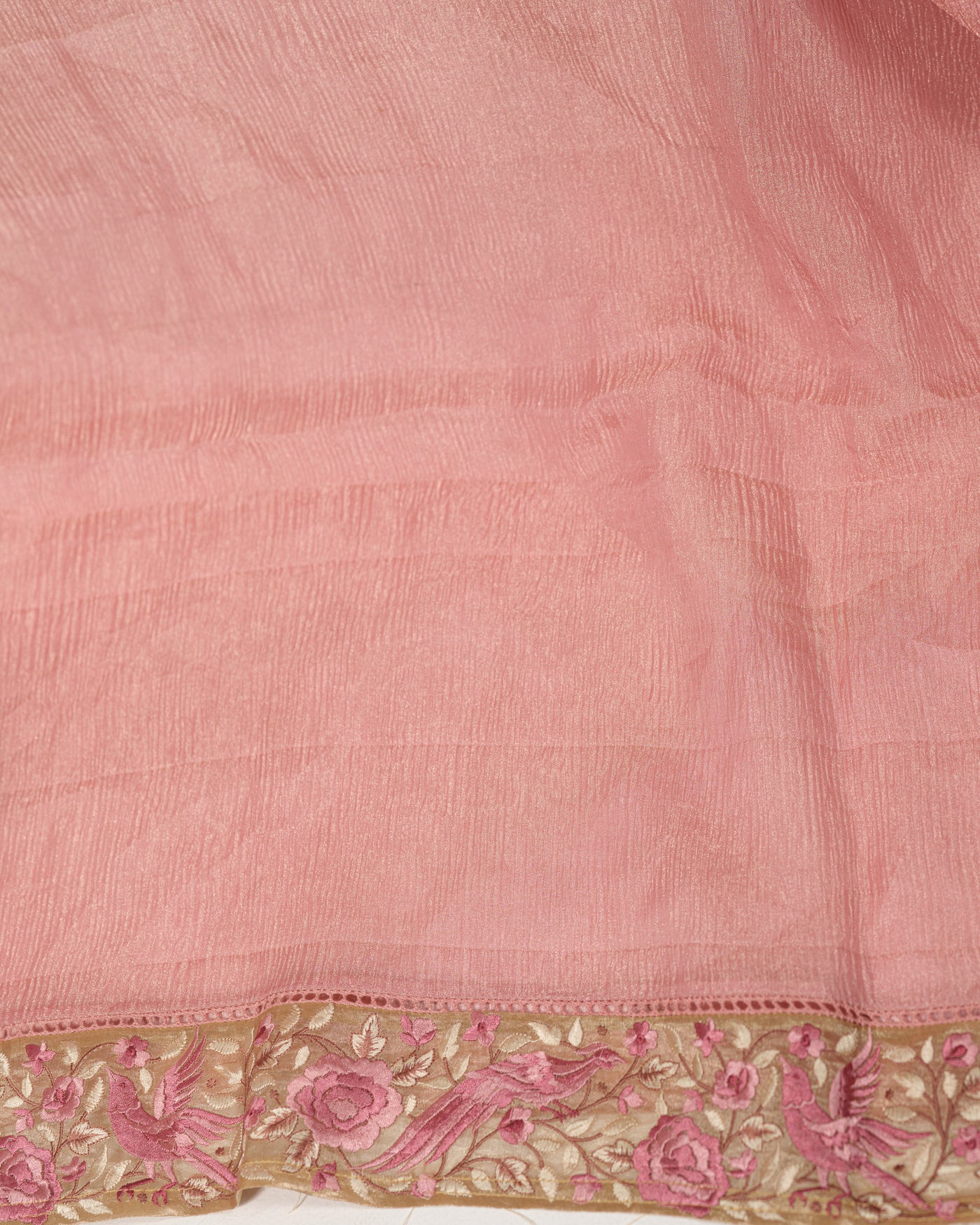 BLUSH PINK CRUSHED TISSUE SAREE