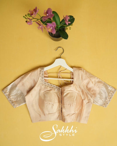 CREAM EMBROIDERED CRUSHED TISSUE WITH BLOUSE