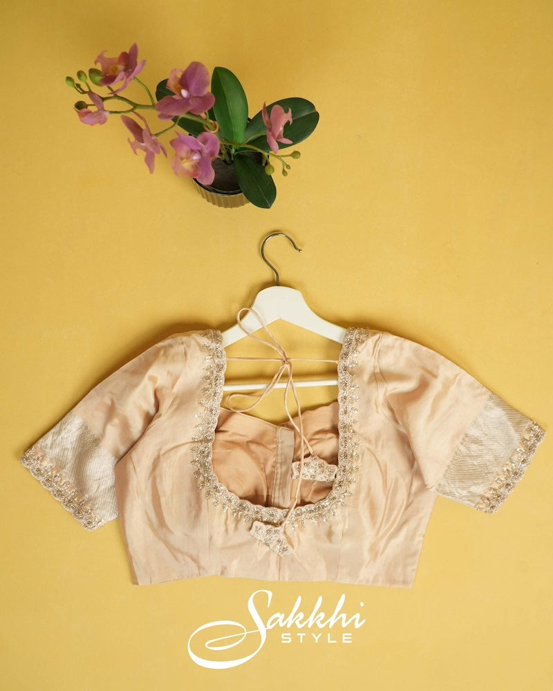 CREAM EMBROIDERED CRUSHED TISSUE WITH BLOUSE