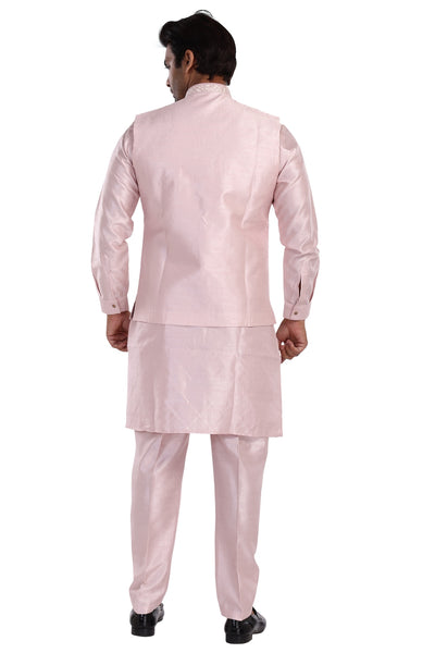 BLUSH PINK KURTA NEHRU JACKET PYJAMA SET