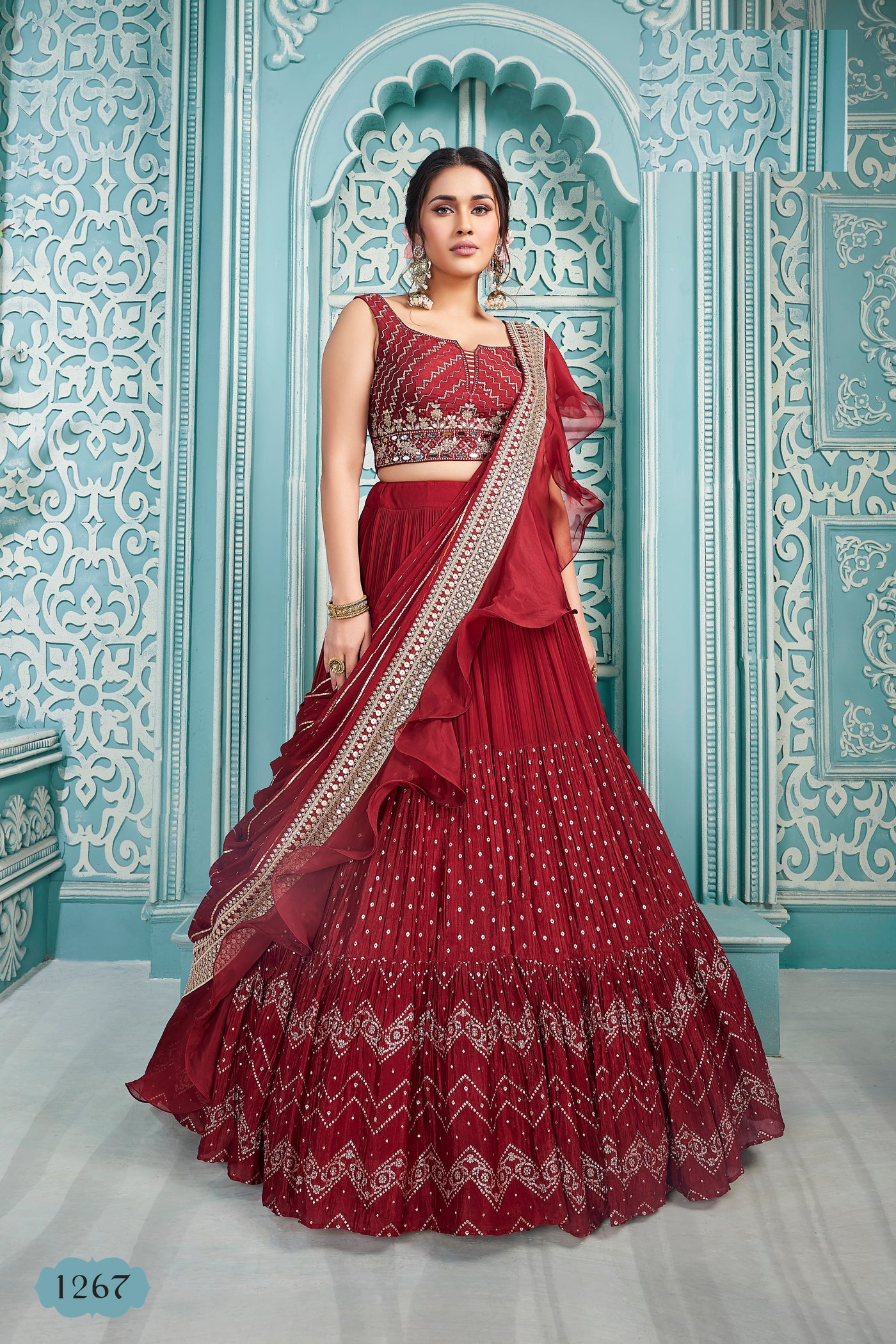 Maroon Georgette Lehenga Choli
