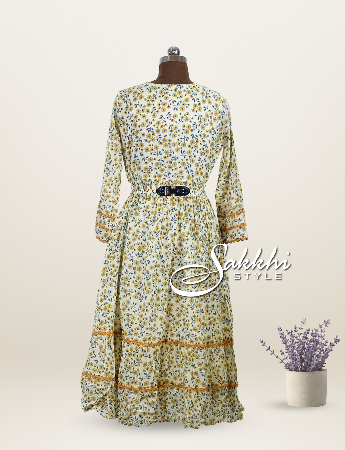 FULL LENGTH MULMUL COTTON KURTI WITH FLORAL PRINTS