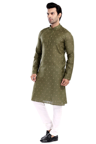 OLIVE GREEN KURTA PYJAMA SET