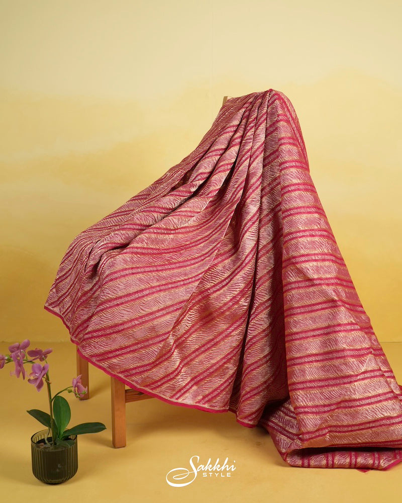 RANI PINK BANARASI TISSUE SAREE WITH BLOUSE