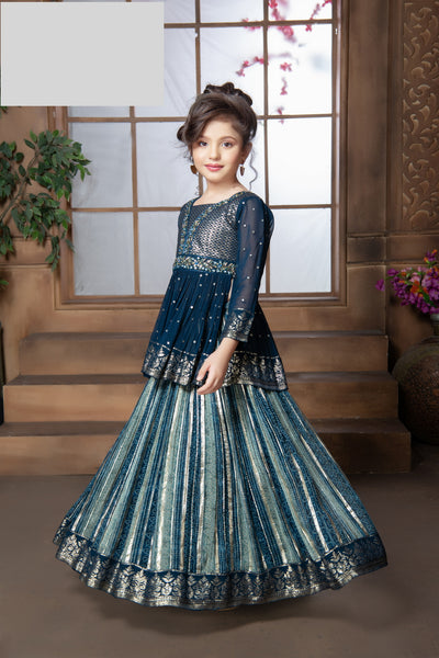 BLUE COLORED TWO PIECE LEHENGA SET