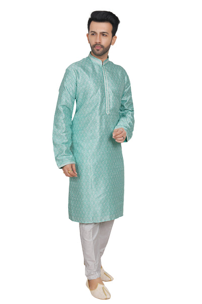 LIGHT BLUE COLORED KURTA PYJAMA SET WITH SELF PRINTS