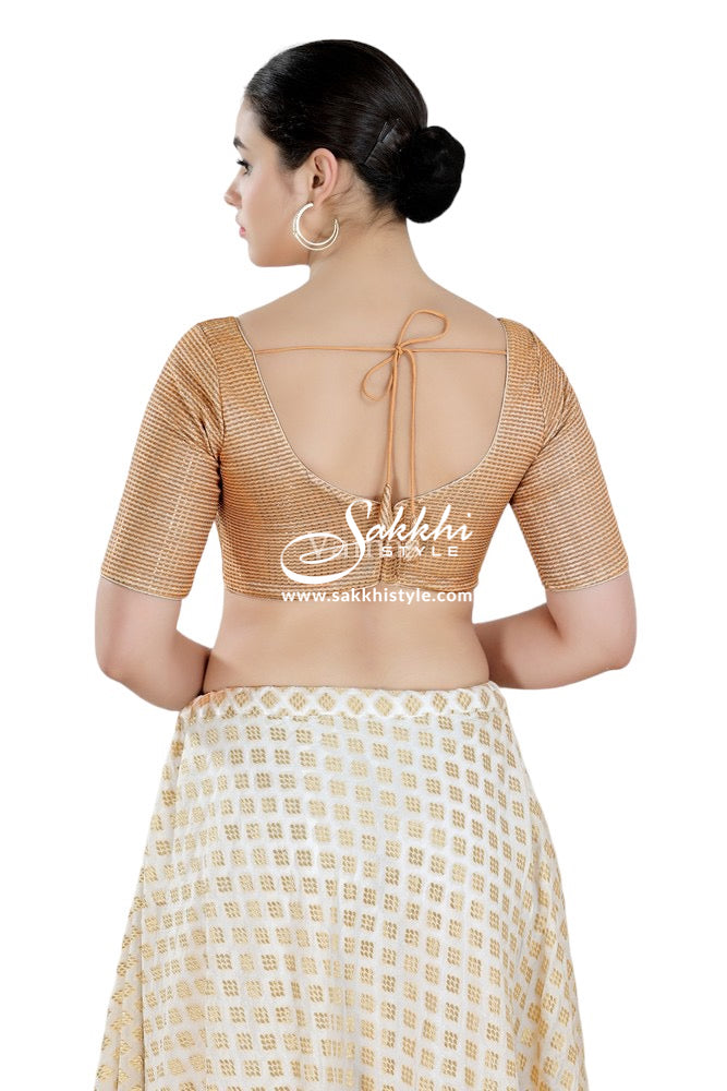 GOLD COLORED BLOUSE WITH ELBOW SLEEVES