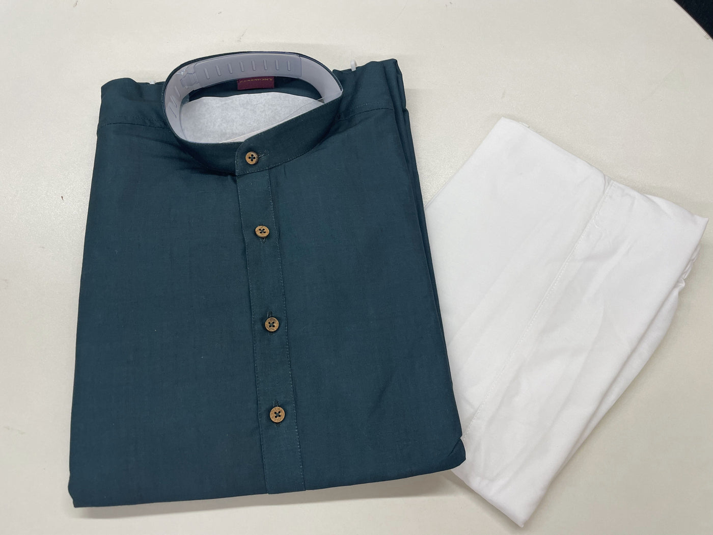 DARK GREEN COTTON KURTA PYJAMA SET
