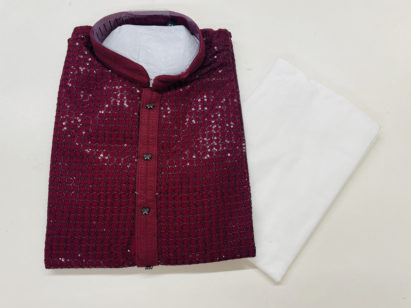 SEQUENCE MAROON KURTA PYJAMA SET
