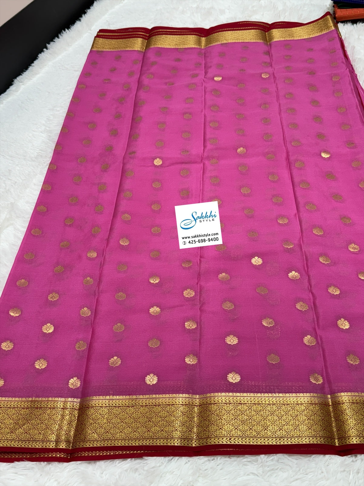 PURE MYSORE SILK SAREE IN BLEND OF LIGHT PINK AND MAROON HUES