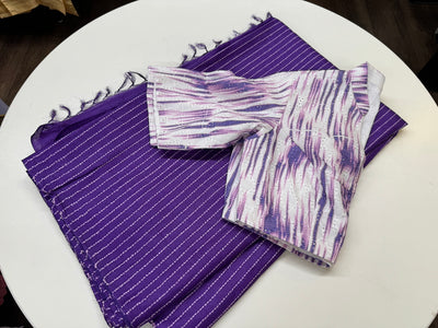 PURPLE TUSSAR SAREE WITH BLOUSE