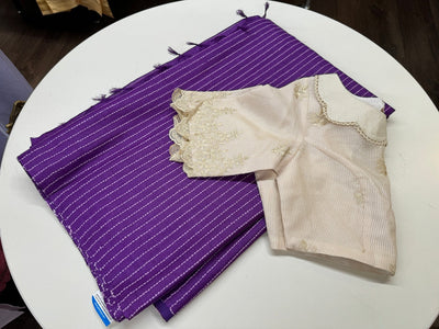 VIOLET TUSSAR SAREE WITH BLOUSE