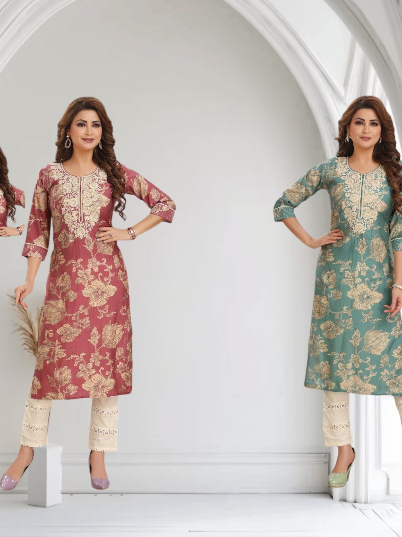 Elegant Floral Embroidered Kurti