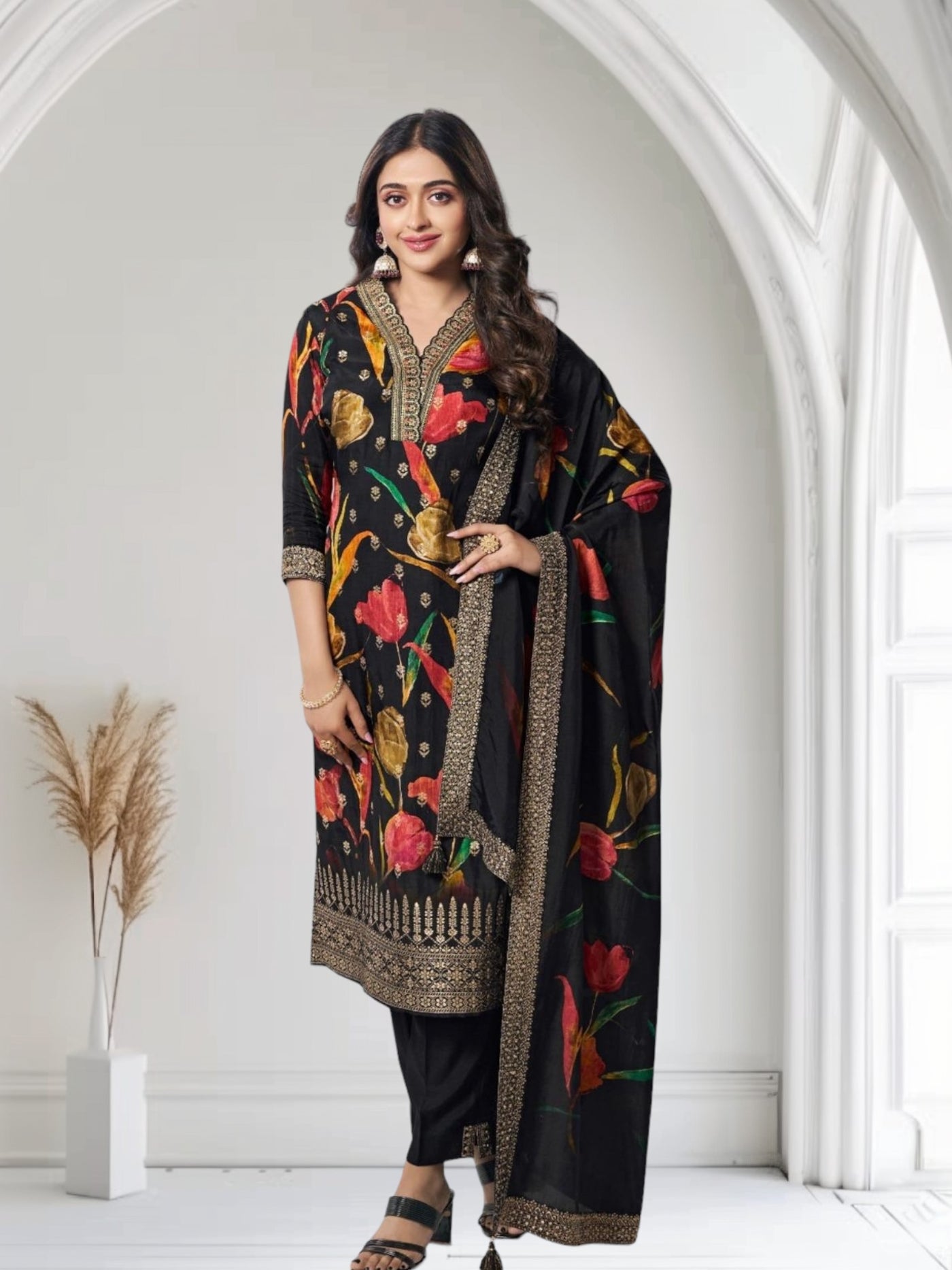 BLACK FLORAL SALWAR SUIT