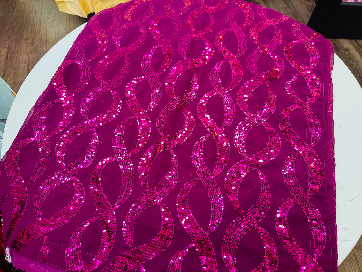 Vibrant Chiffon Saree with Intricate Sequin Work