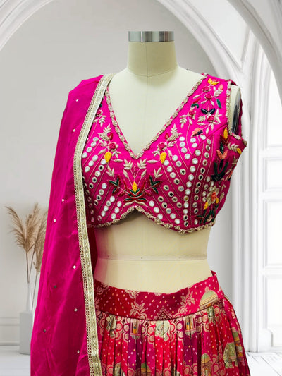 RANI PINK PRE STITCHED LEHENGA SET