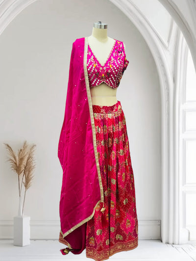 RANI PINK PRE STITCHED LEHENGA SET