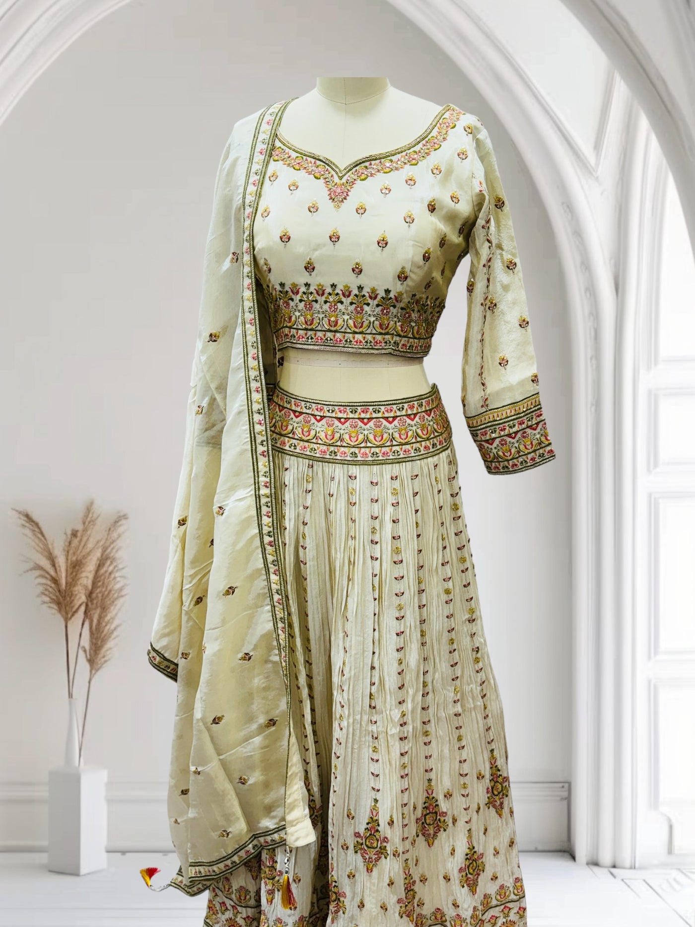 OFF WHITE PRE STITCHED LEHENGA SET