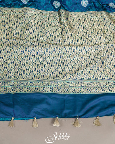 Cobalt blue banarasi mashru saree with blouse