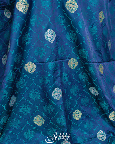 Cobalt blue banarasi mashru saree with blouse