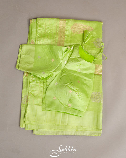 Fresh green raw mango saree with blouse