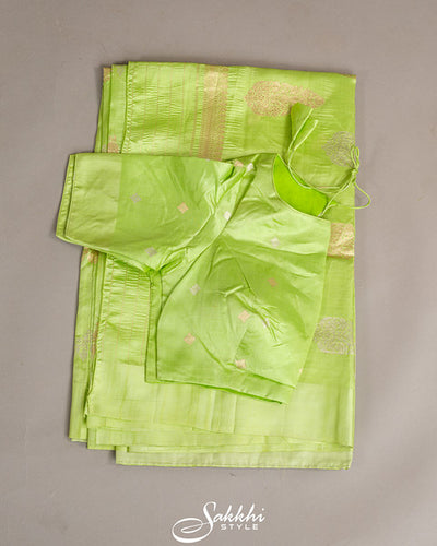 Fresh green raw mango saree with blouse