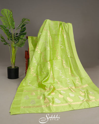 Fresh green raw mango saree with blouse