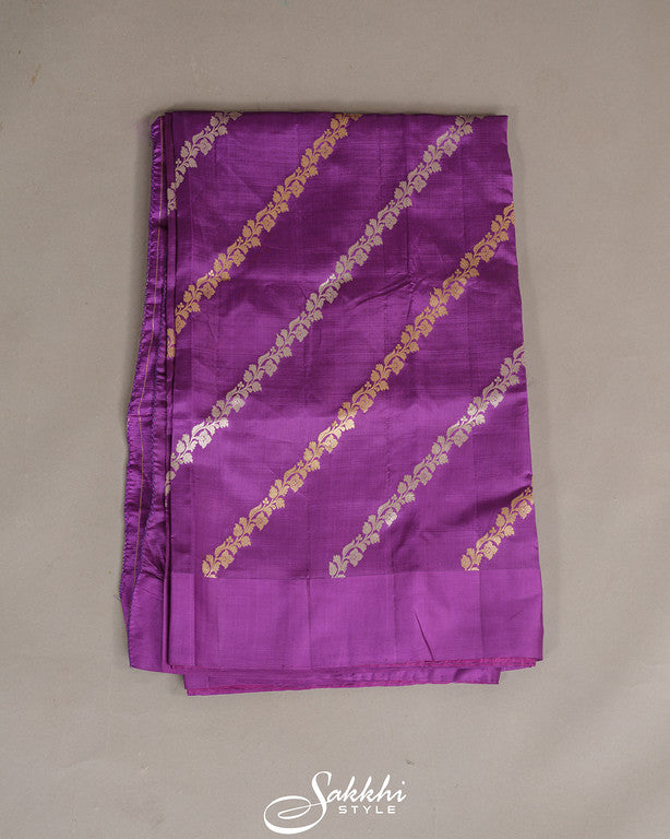 Violet banarasi saree with stitched blouse