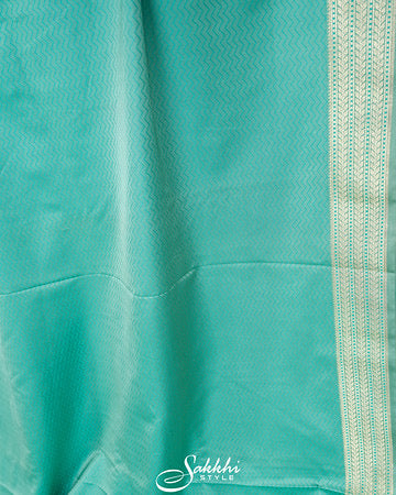 Mint green banarasi mashru saree with blouse