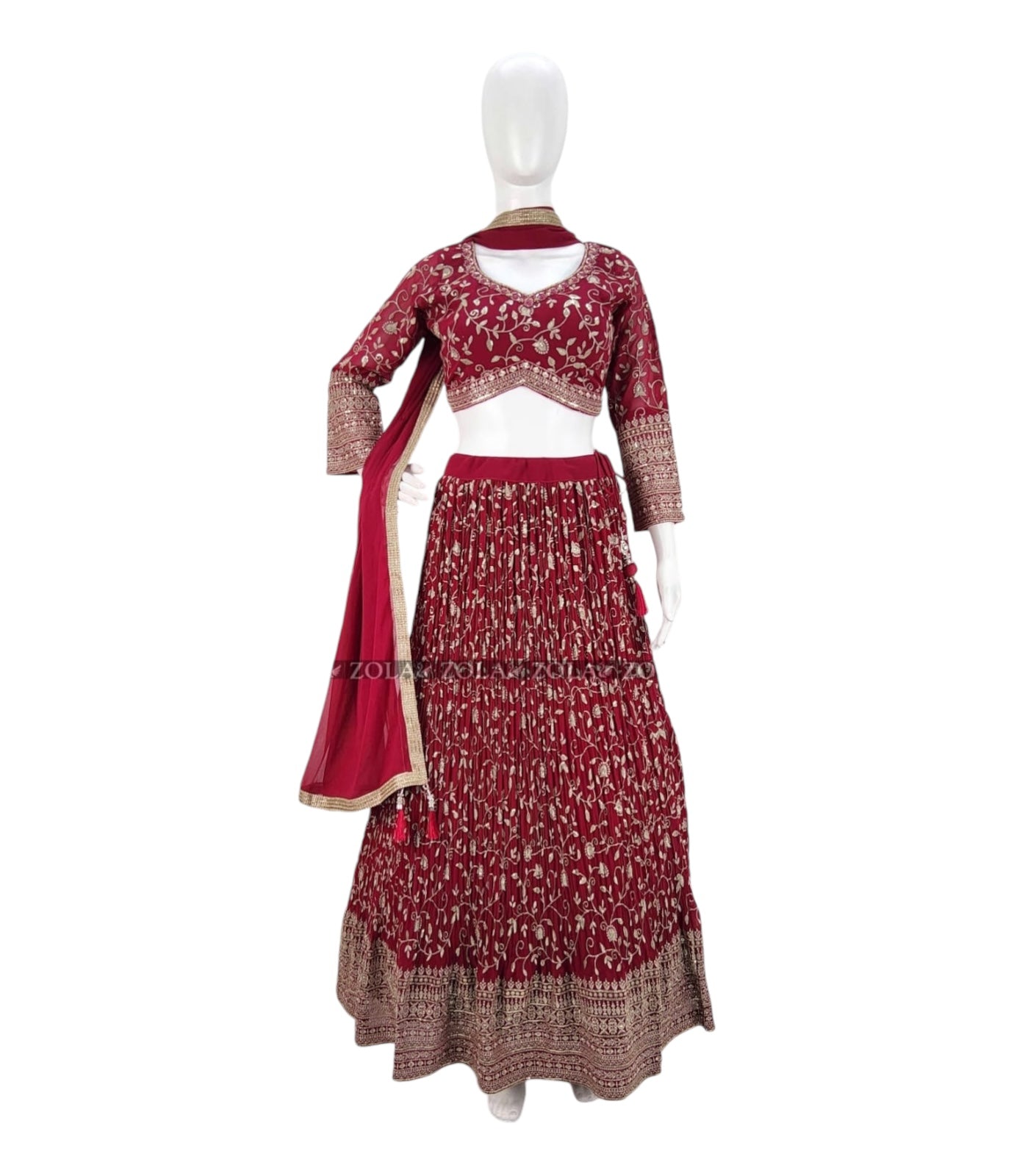 Maroon lehenga blouse set