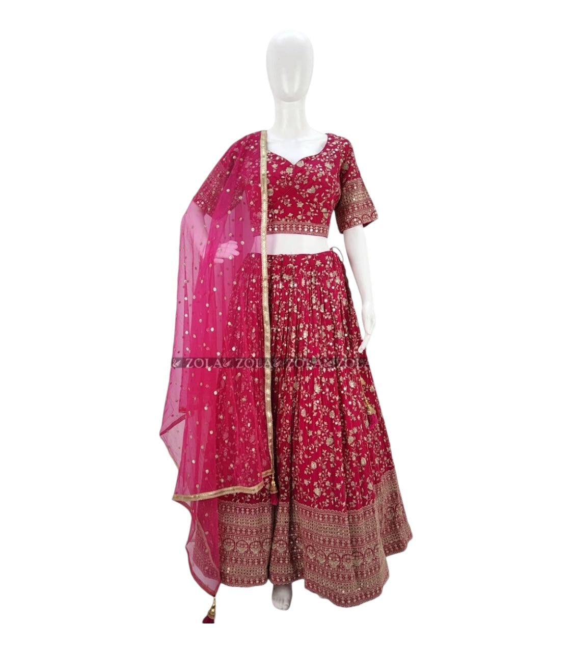 Magenta lehenga blouse set