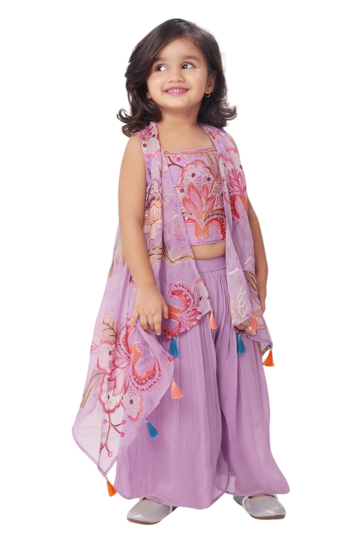 Lavender kidswear sharara blouse set