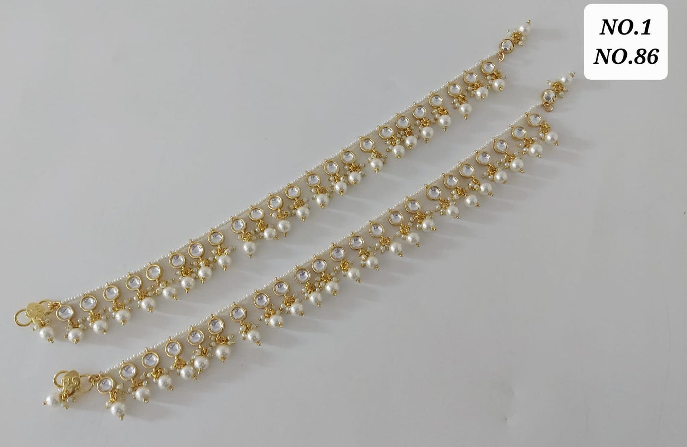 Kundan and pearl anklet