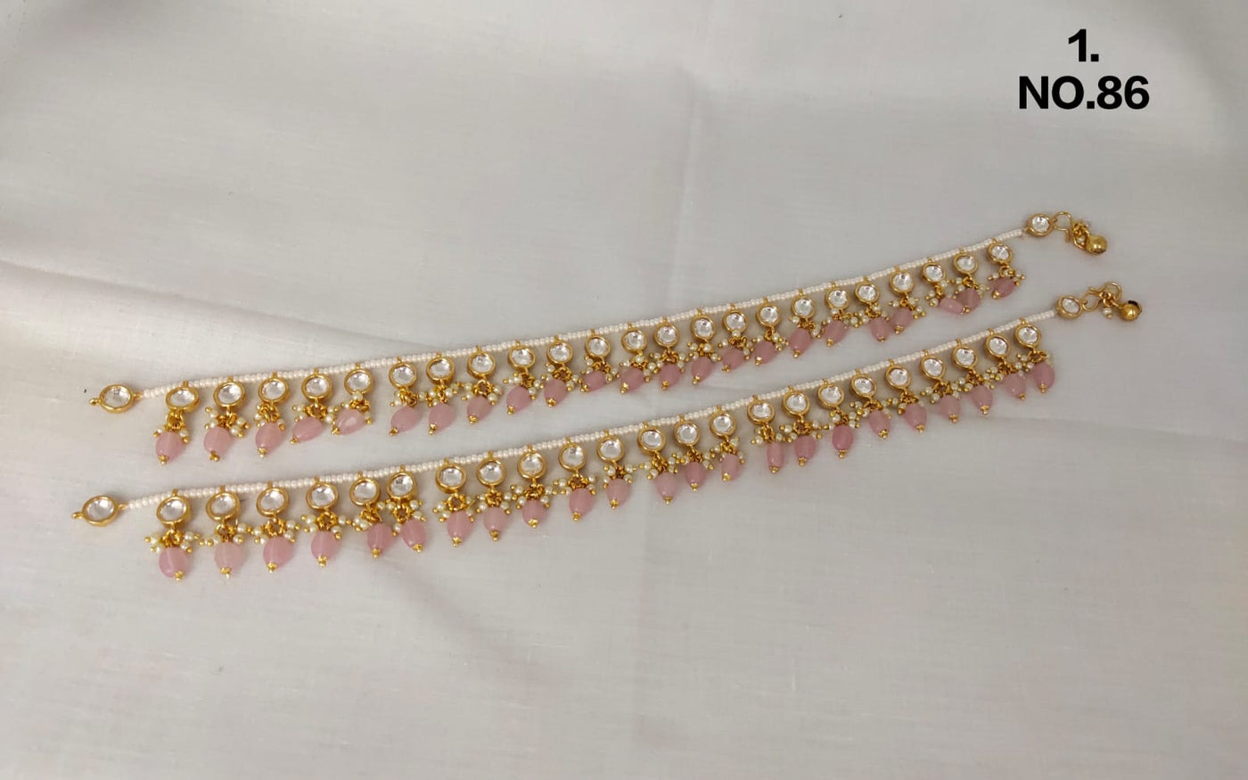 Blush pink gemstone and kundan anklet