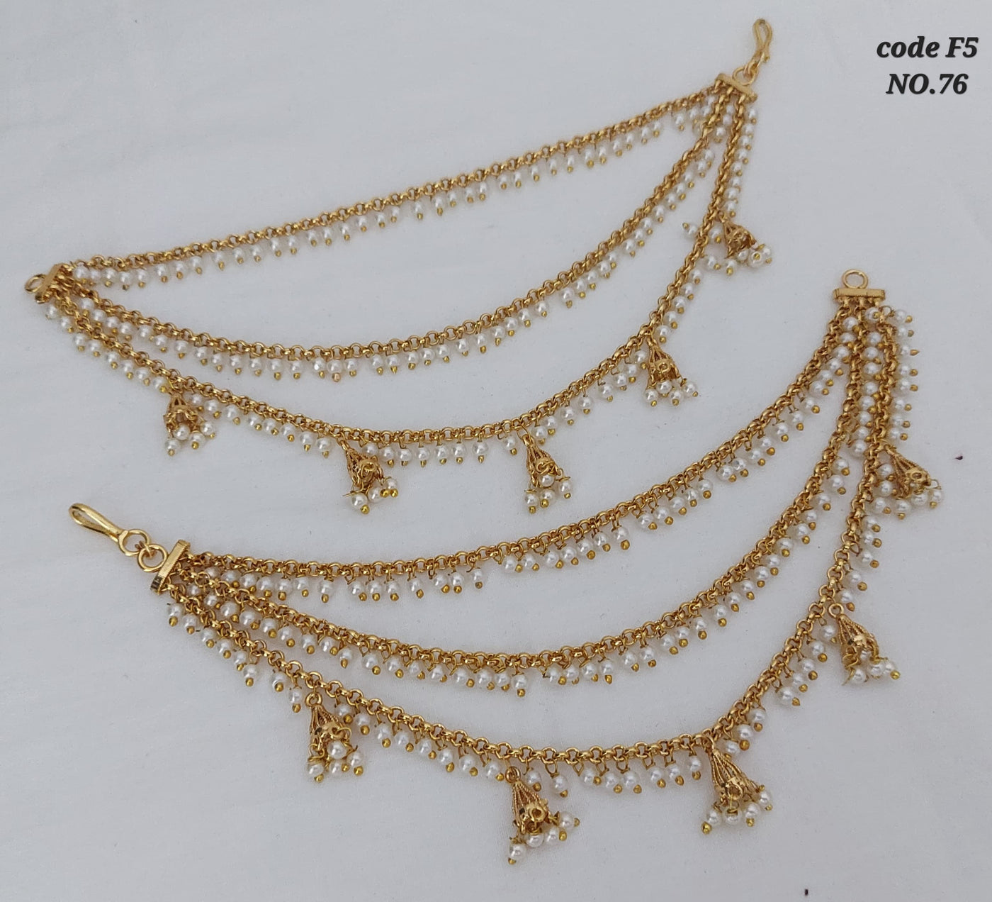 Triple layer gold plated ear chain