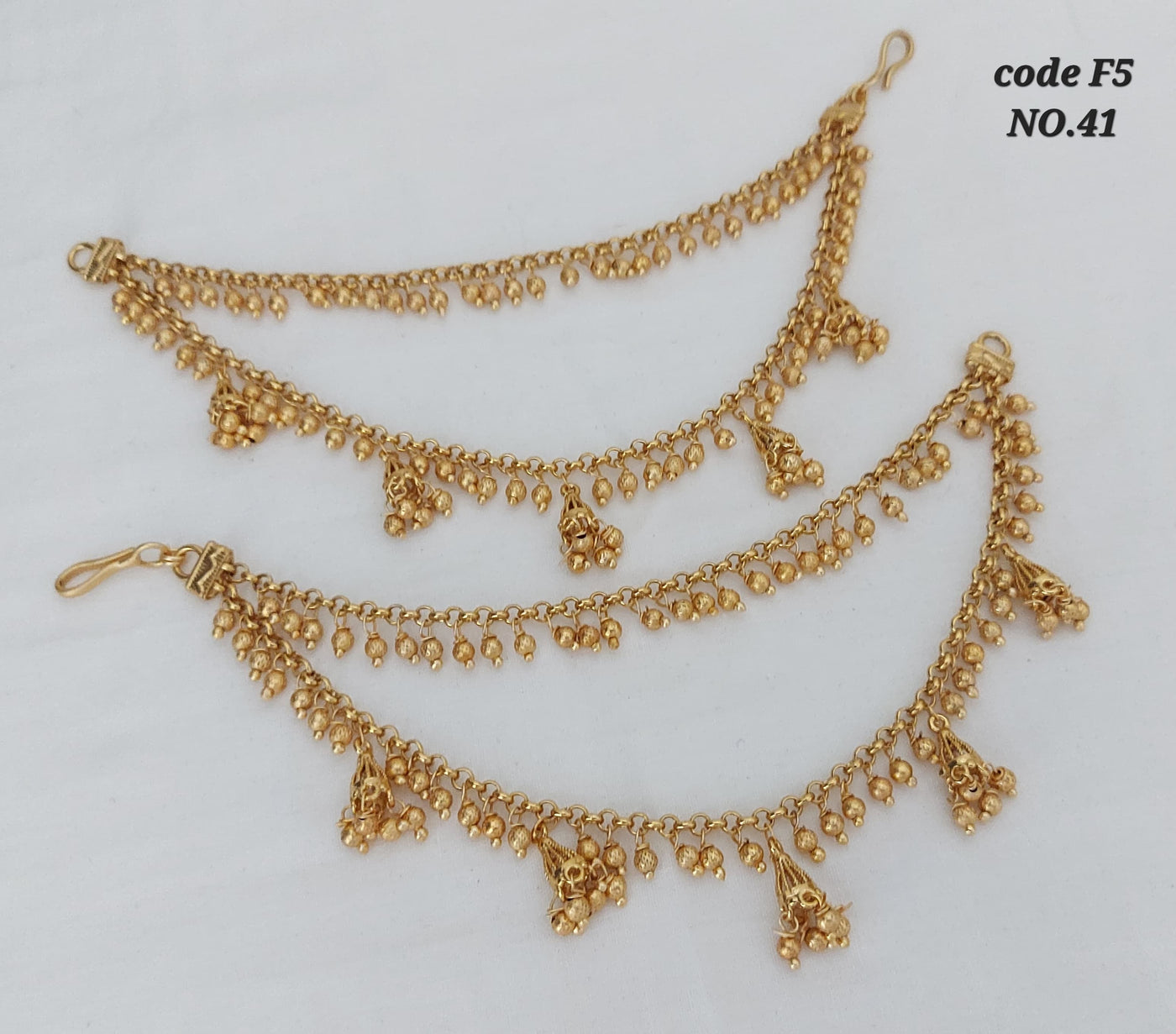 Gold plated double layer ear chain