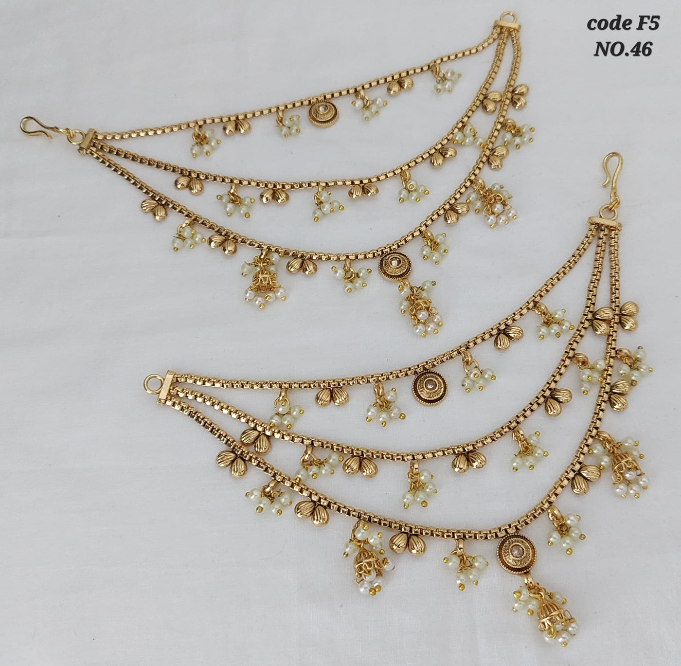 Gold plated triple layer ear chain