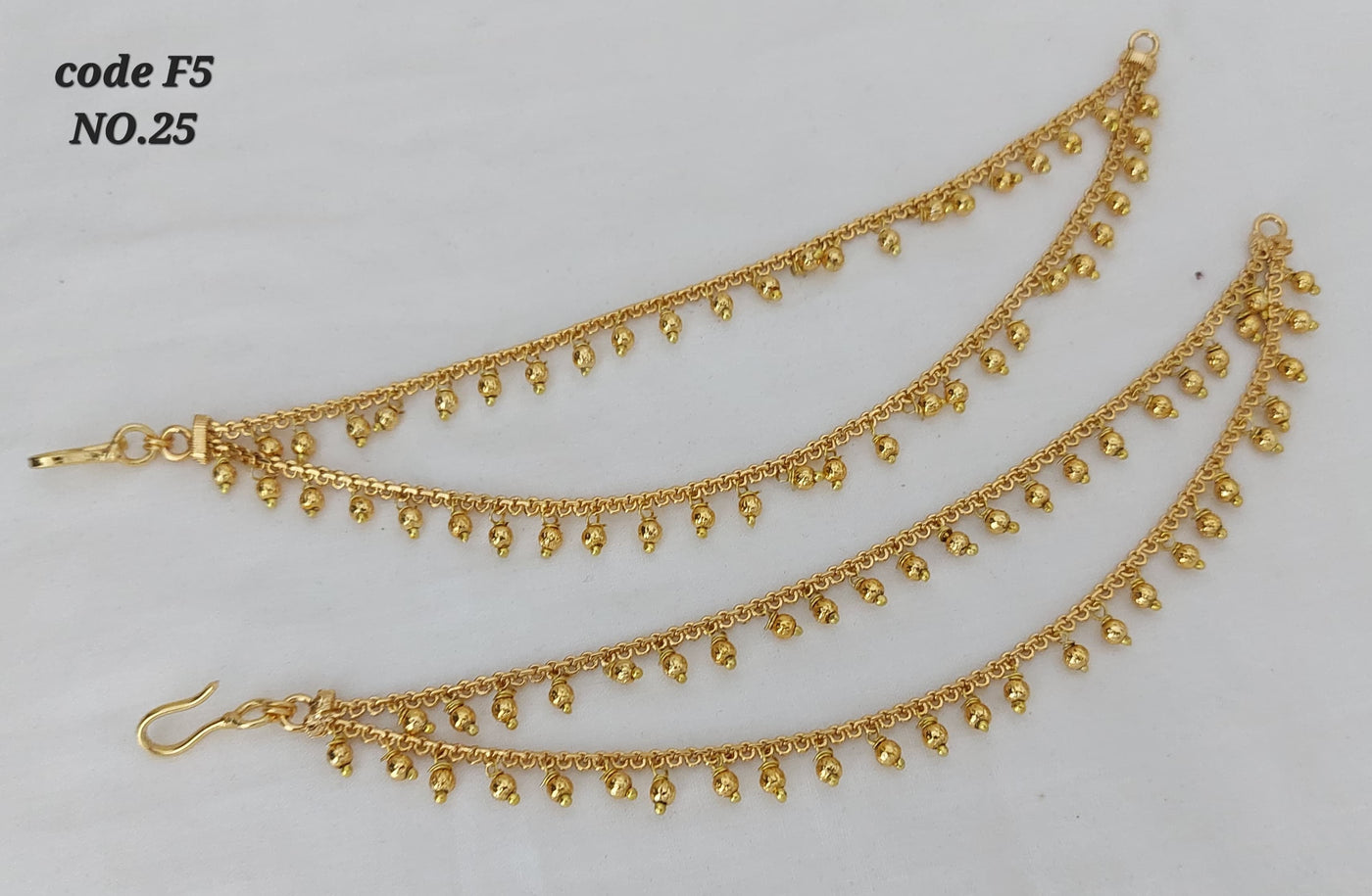 Gold plated double layer ear chain