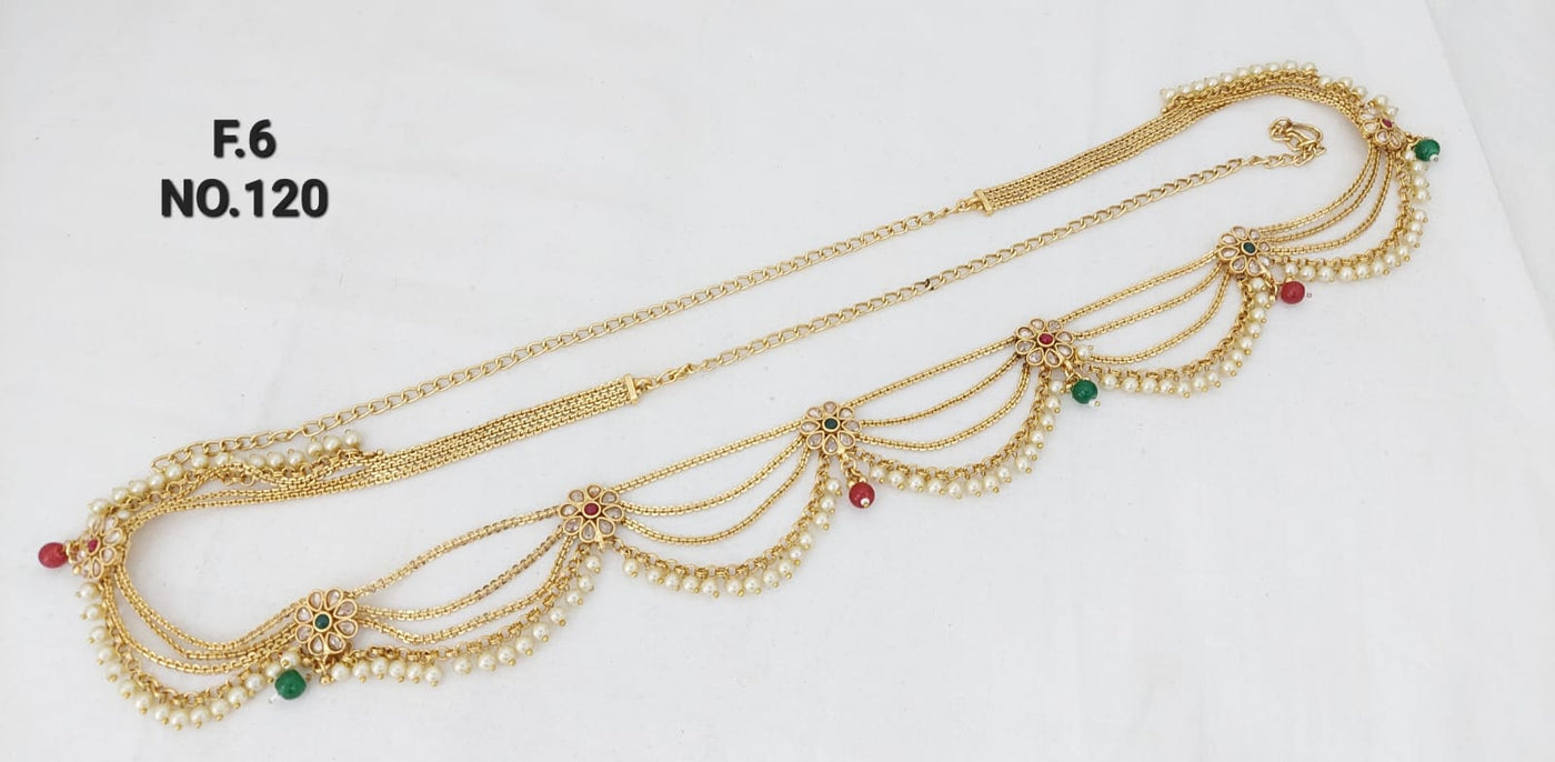 Gold plated chain and Kundan waist belt