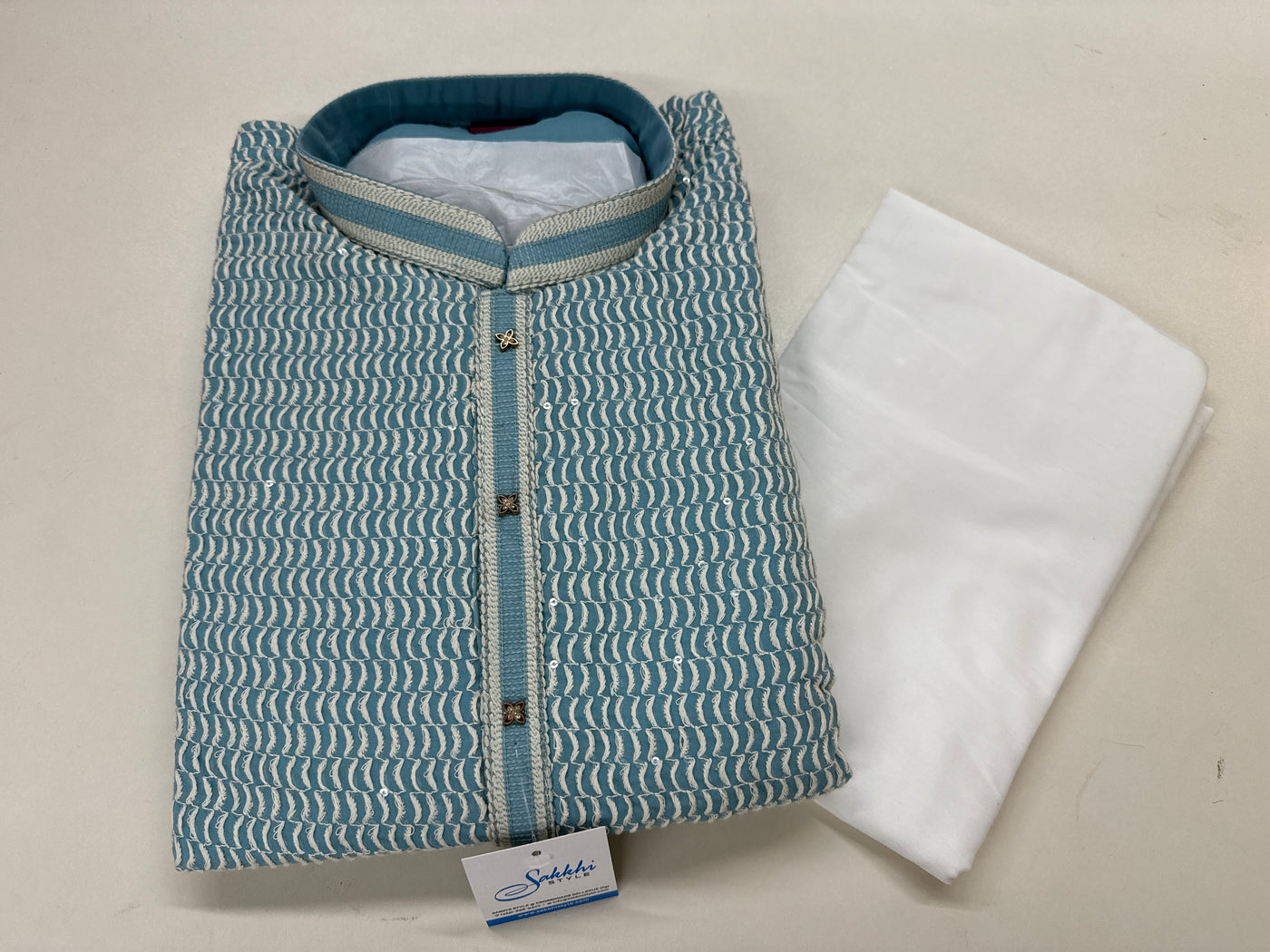 AQUA BLUE KURTA PYJAMA