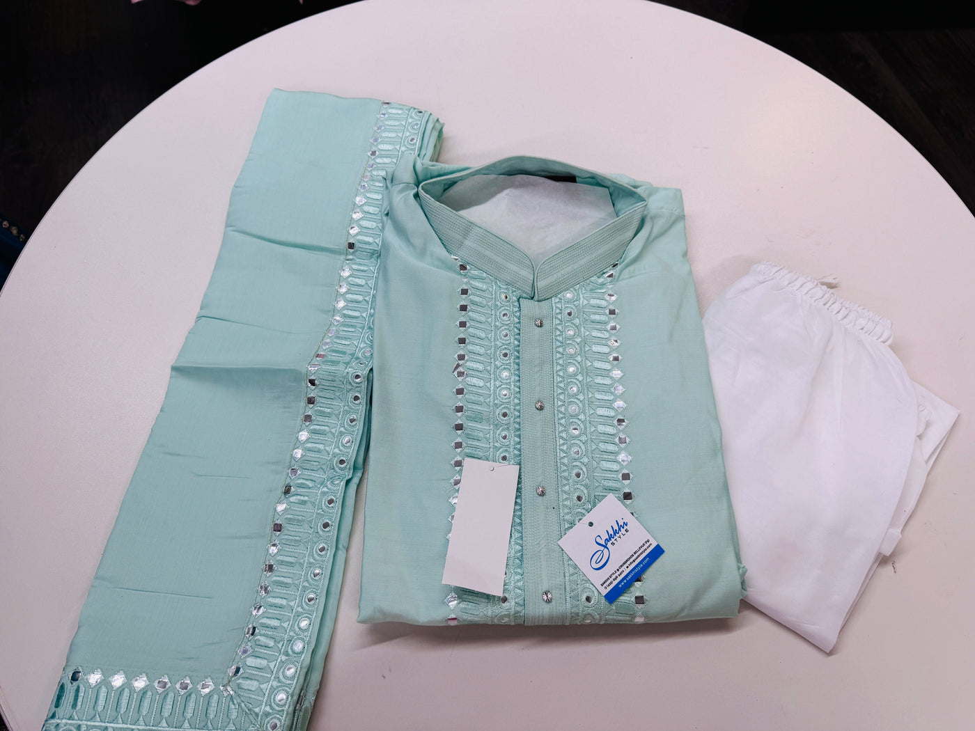 CYAN KURTA PYJAMA