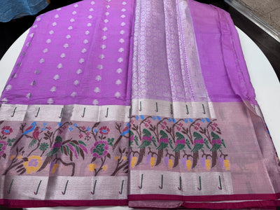 Violet Kota saree with stitched blouse