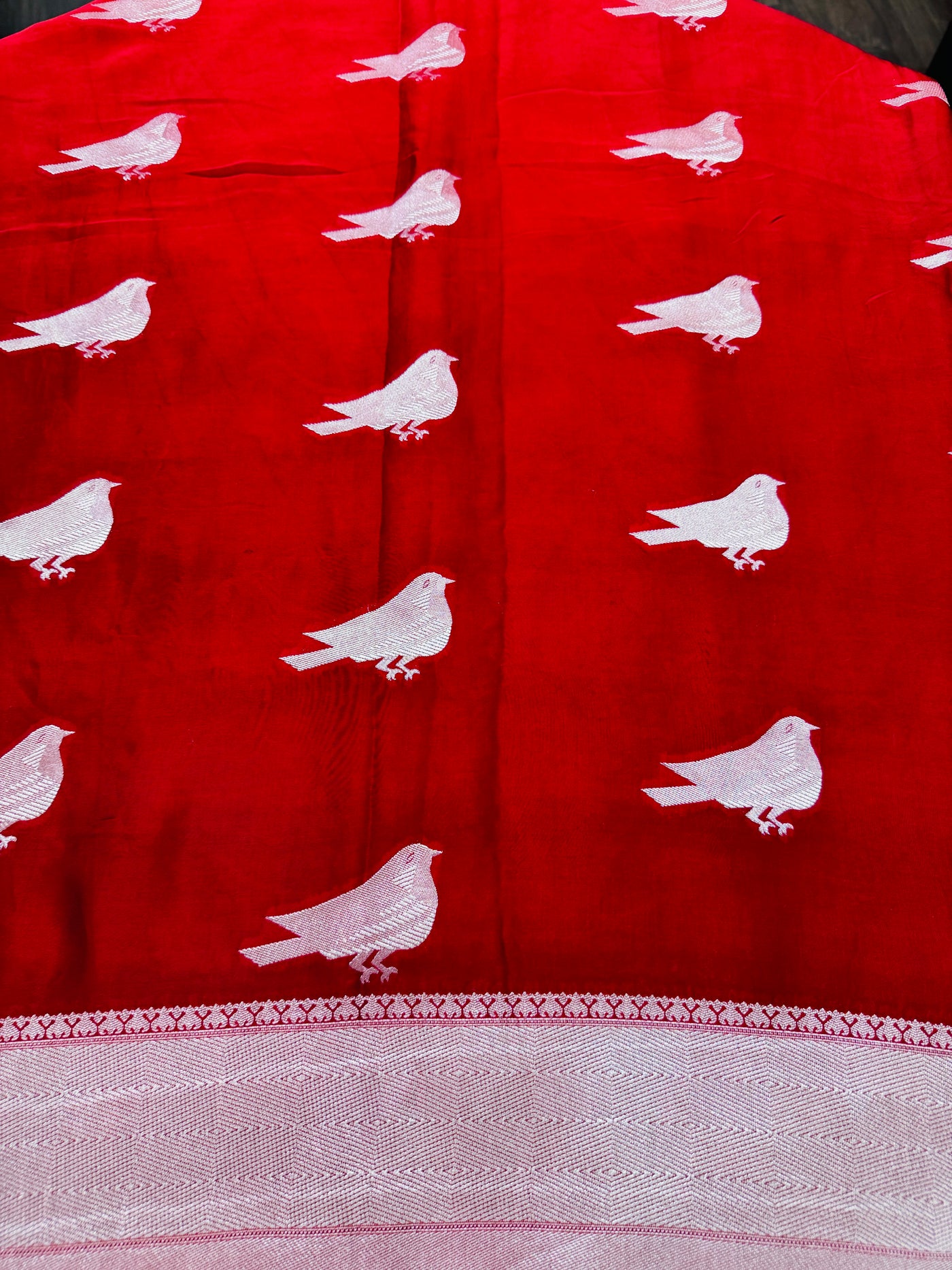 Cherry red saree with stitched tonal blouse