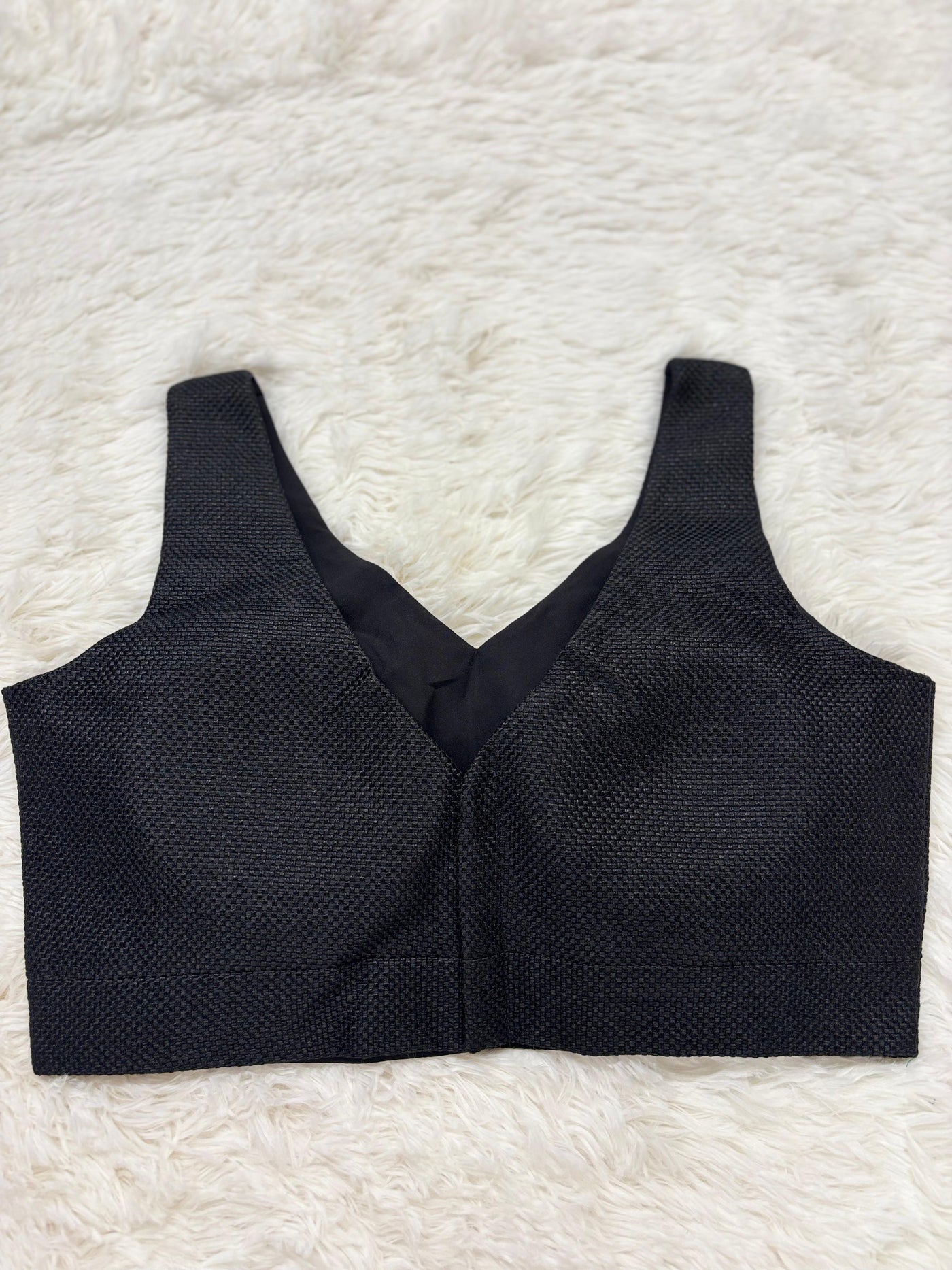 Ink black stitched blouse