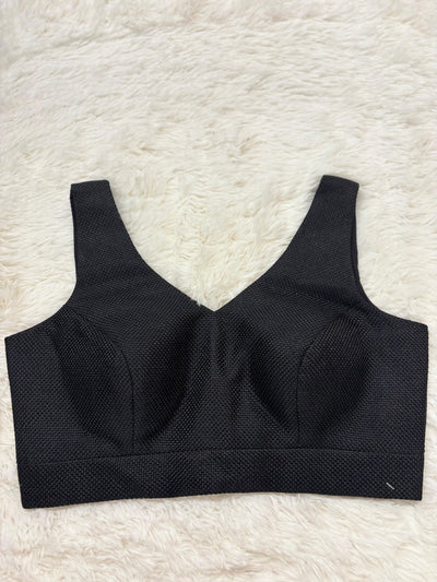Ink black stitched blouse