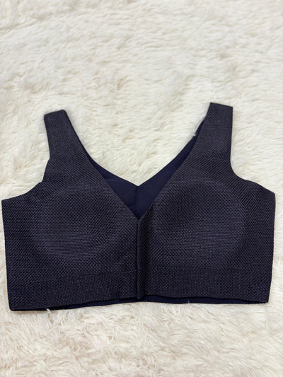 Ink blue stitched blouse