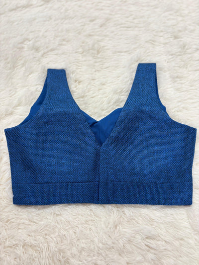 Royal blue stitched blouse