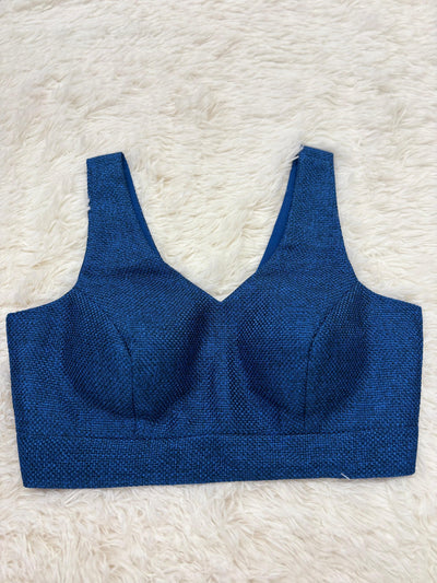 Royal blue stitched blouse